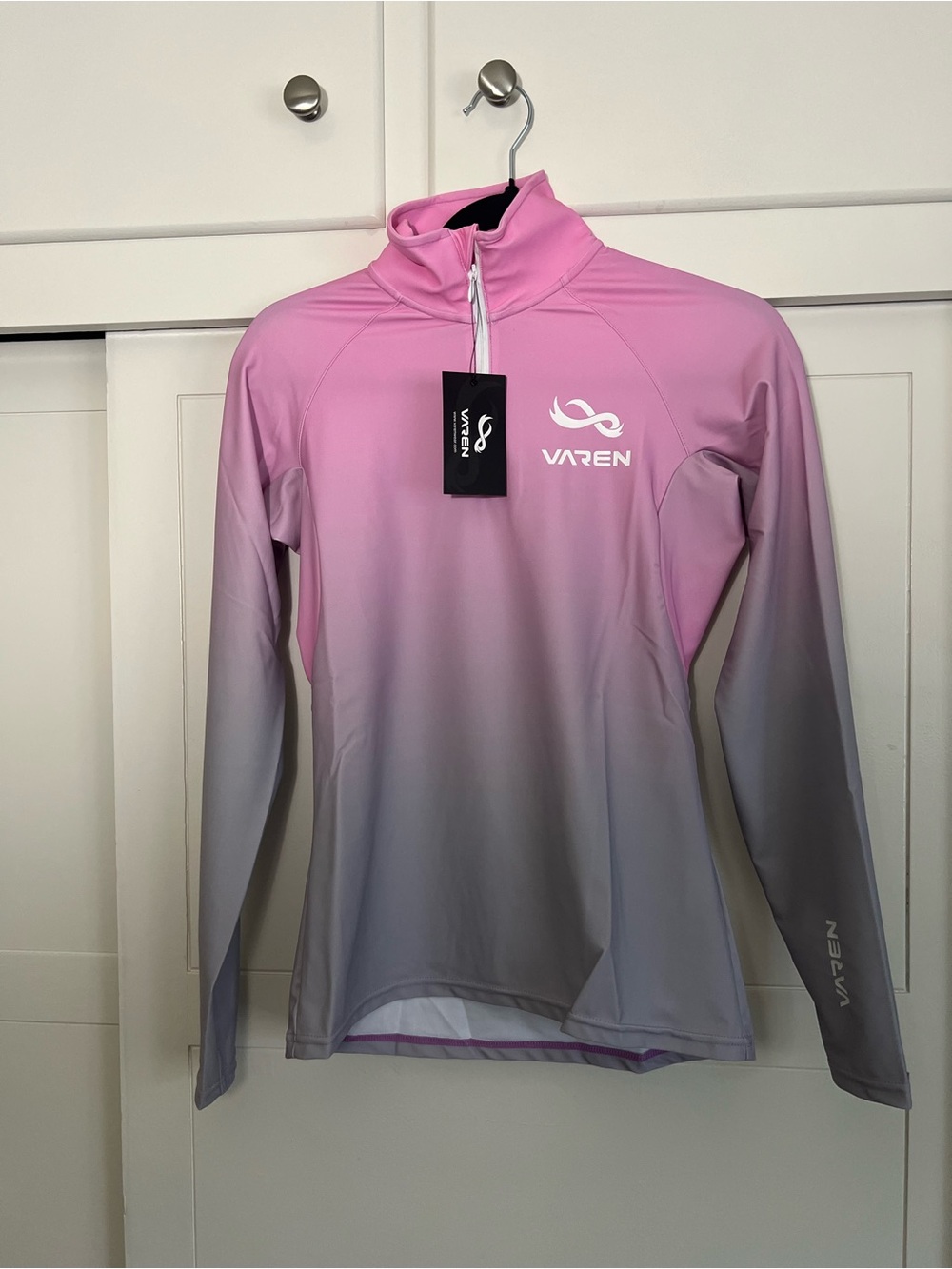 NWT VAREN Women's Pink Grey Ombre Long-Sleeve Half-Zip Active Top Size Small